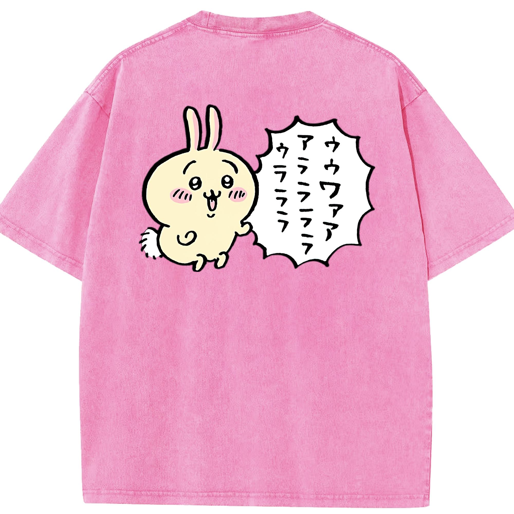 （画像用） ちいかわ うさぎ Chii-kawa usagi 綿100% ヴィンテージ風 半袖Tシャツ（背面プリント）